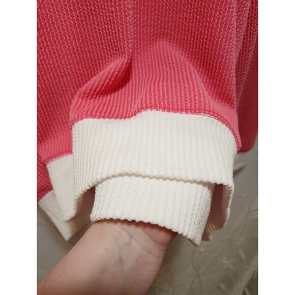 MAGIC FIT WOMEN S/M PINK WHITE SWEATER RIBBED KNIT OVERSIZED RELAXED COMFY LOOSE - Picture 5 of 13